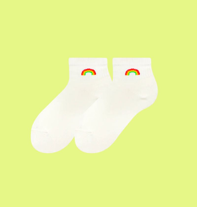 Medias Cortas Arcoíris Blancas